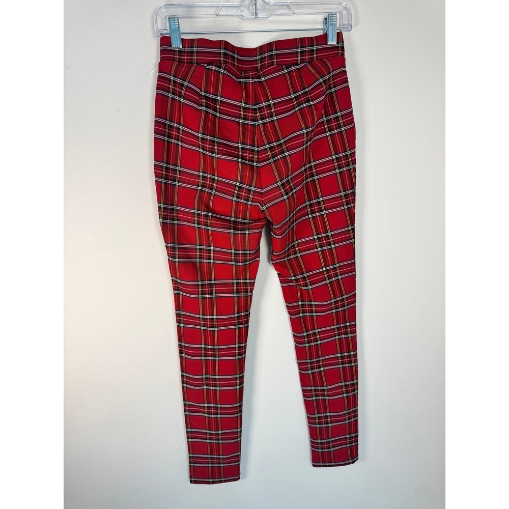 Tommy Hilfiger Women Red Plaid Skinny Pants Size 4 Leggings Style - Picture 2 of 6